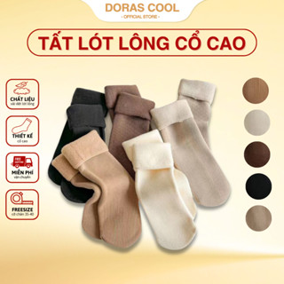 Combo 10 đôi tất vớ lót lông nỉ sinh nhiệt cổ cao dày dặn giữ ấm mùa đông phong cách Hàn Quốc pastel