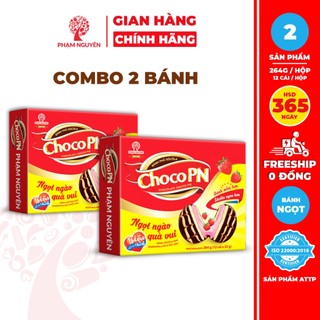  Combo 2 Hộp Bánh phủ socola Choco PN Dâu 264g | Đồ ăn vặt 
