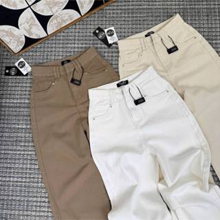 YURI JEANS - Quần Jeans Nữ Ống Suông Viền Túi Đôi Trắng Be Nâu Mã09