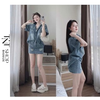  SET JEAN BIGSIZE ÁO SƠ MI CHÂN VÁY FORM A  TNT SHOP BIGSIZE 60KG 90KG  