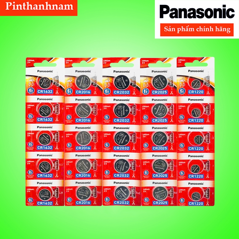 Vỉ 5 Pin Panasonic CR2032 / CR2025 / CR2016 / CR1632 / CR2450 / CR1220 / CR1620 Chính Hãng