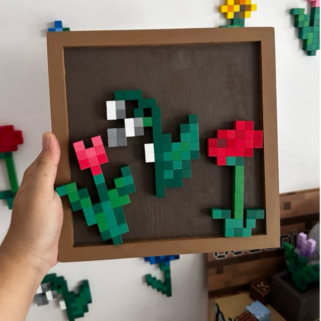 Hoa pixel minecraft, trang trí decor, hoa Minecraft