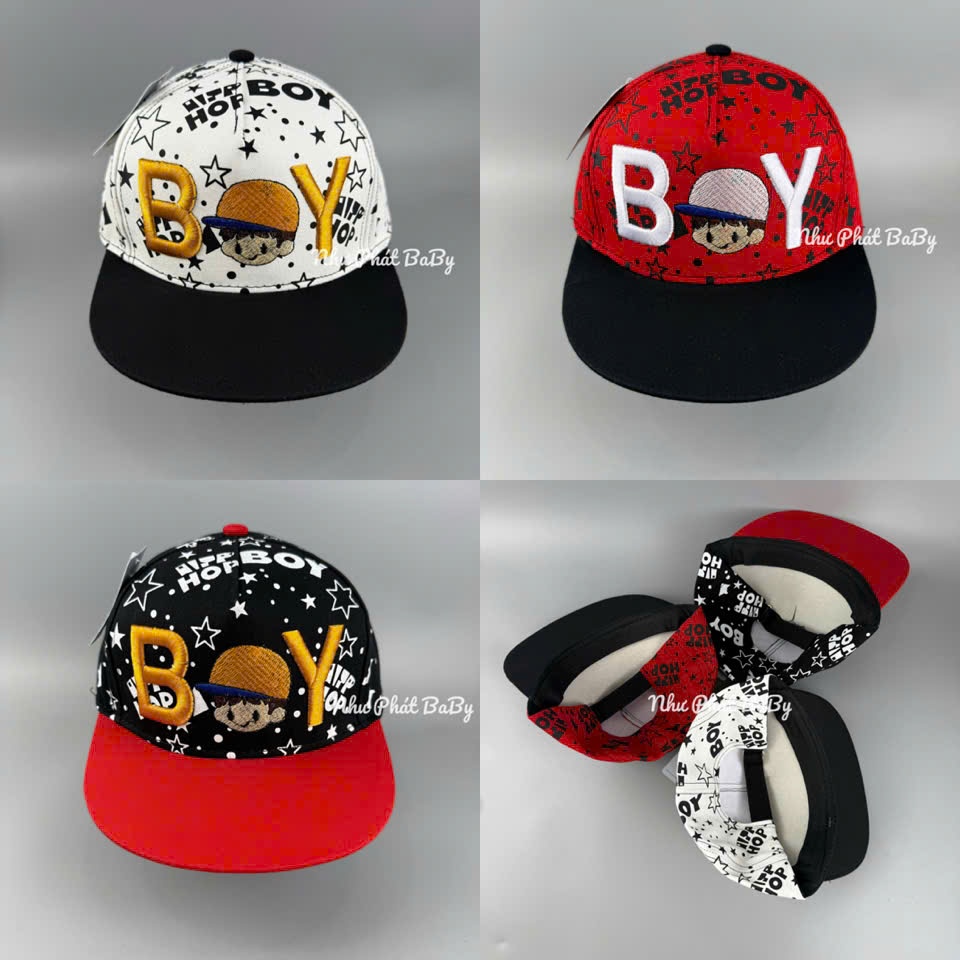 [ 4-10 TUỔI ] NÓN HIPHOP THÊU BOY BÉ TRAI - MŨ SNAPBACK THÊU BOY TRẺ EM