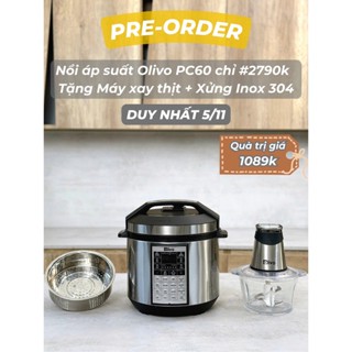 Nồi áp suất điện đa năng Olivo PC60-thể tích 6 lít -16 chức năng-lòng nồi bằng inox-bh 2 năm