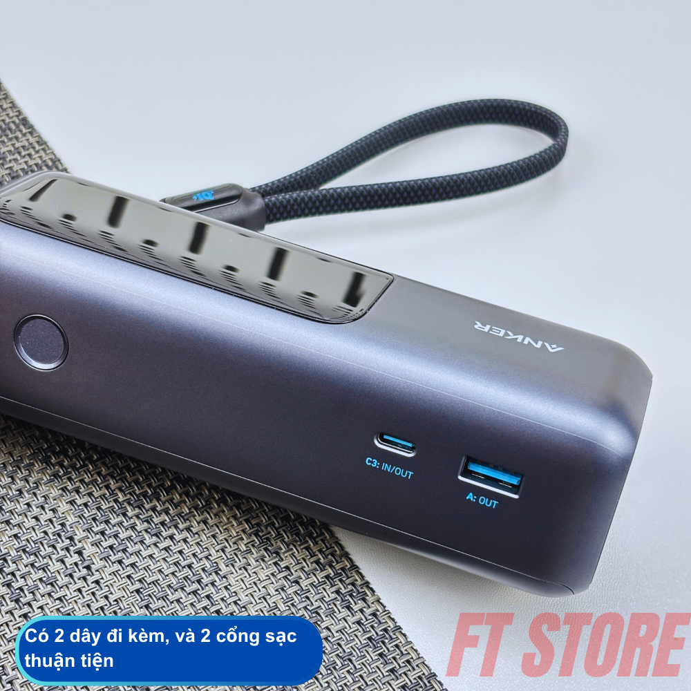Pin dự phòng Anker Zolo Power Bank 25000mAh A1695 công suất 165W có cáp USB-C tích hợp thò thụt | BigBuy360 - bigbuy360.vn