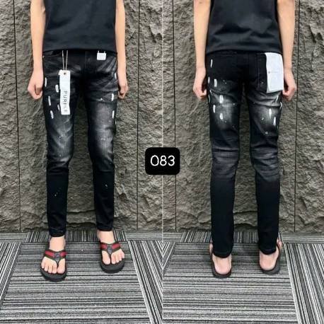 Quần jean nam PURPLE phối Họa tiết nhiều màu không rách gối chất bò cao cấp co dãn Nhẹ from đẹp