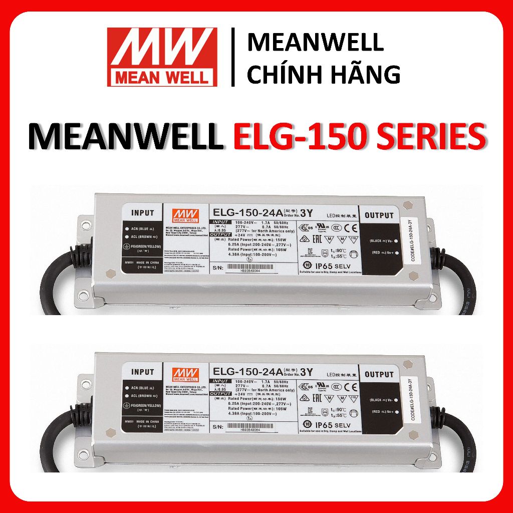 Nguồn LED MEANWELL ELG-150-24, ELG-150-24A-3Y, ELG-150-24B-3Y, ELG-150-24DA, ELG-150-36A-3Y, ELG-150