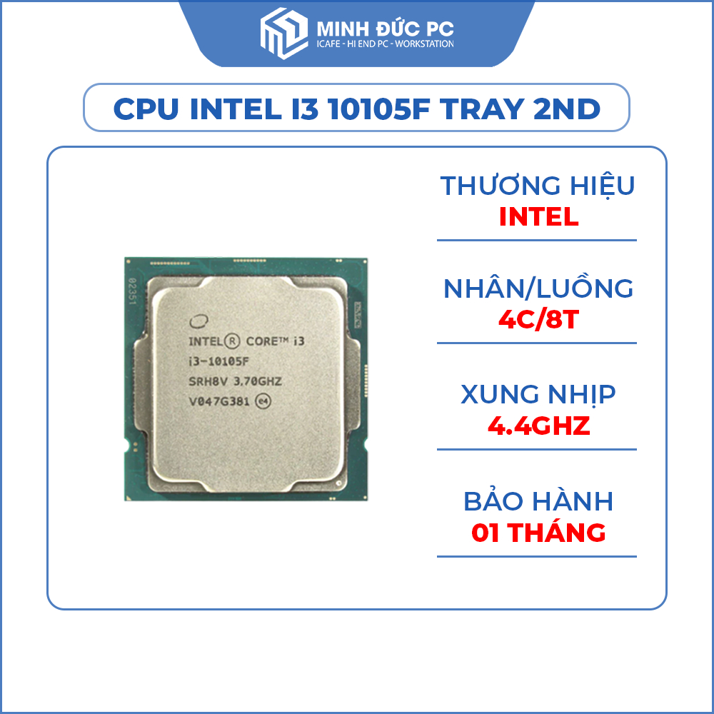 CPU Intel Core I3-10105F / i3-10100F (Turbo 4.4Ghz | 4 Core | 8 Threads | 6MB Cache | LGA 1200) - Cũ