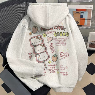 Áo khoác nỉ chất nỉ cotton form rộng tay bồng mũ hai lớp - kitty sumer