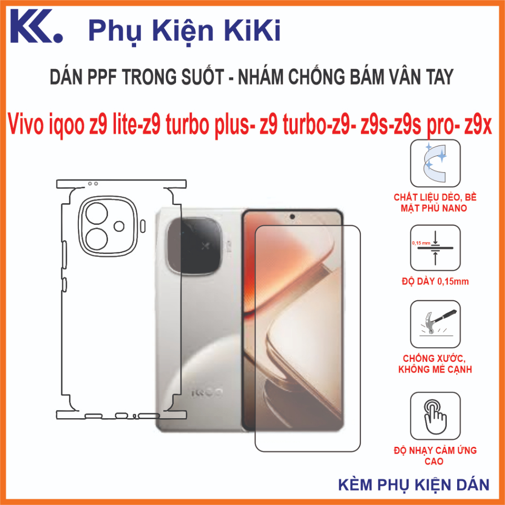 Miếng dán Ppf vivo iqoo z9 lite / z9 turbo plus / z9 turbo / z9 / z9s / z9s pro / z9x dán full màn h