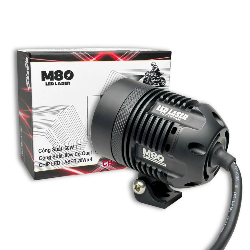 Trợ Sáng M80 Laser - Có Quạt Gió - Siêu Sáng Gom - Lắp Ô Tô Xe Máy Điện 12 24V- Bảo Hành 12 Tháng - 