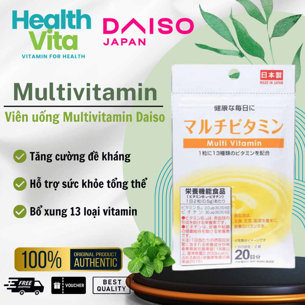 Viên uống Vitamin tổng hợp 13 loại Vitamin gói 20 ngày giúp tăng cường sức khỏe, đề kháng, miễn dịch