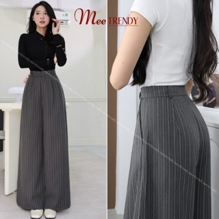 Quần Dài Kẻ Sọc Thô Ống Rộng Nữ Meetrendy, Quần Suông Khoá Gài Hack Dáng