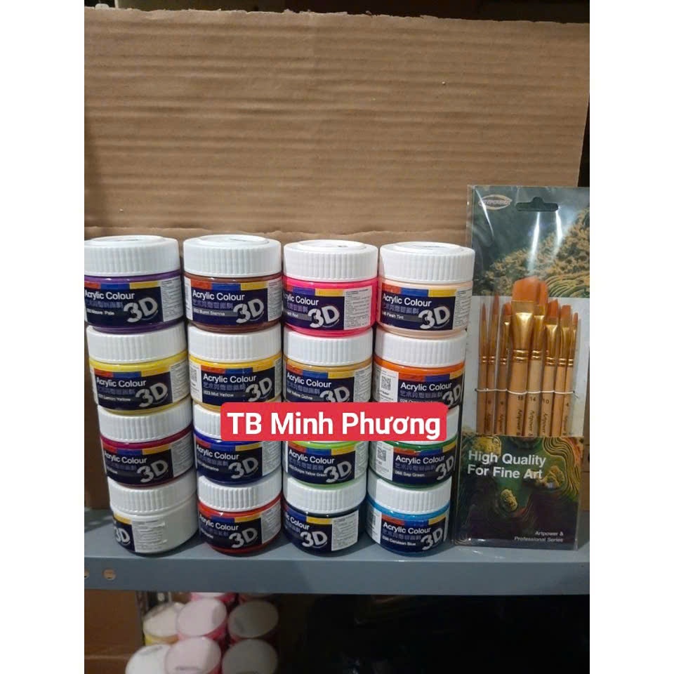 Mầu Acrylic 100ml, Mầu 3D 100ml ( Bộ 16 mầu đầy đủ)