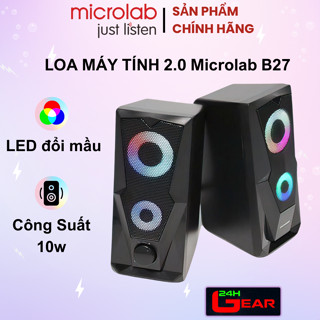 Loa Microlab B27 2.0 - LED Đổi màu , jack 3.5 ( Công suất 10w) Chính Hãng