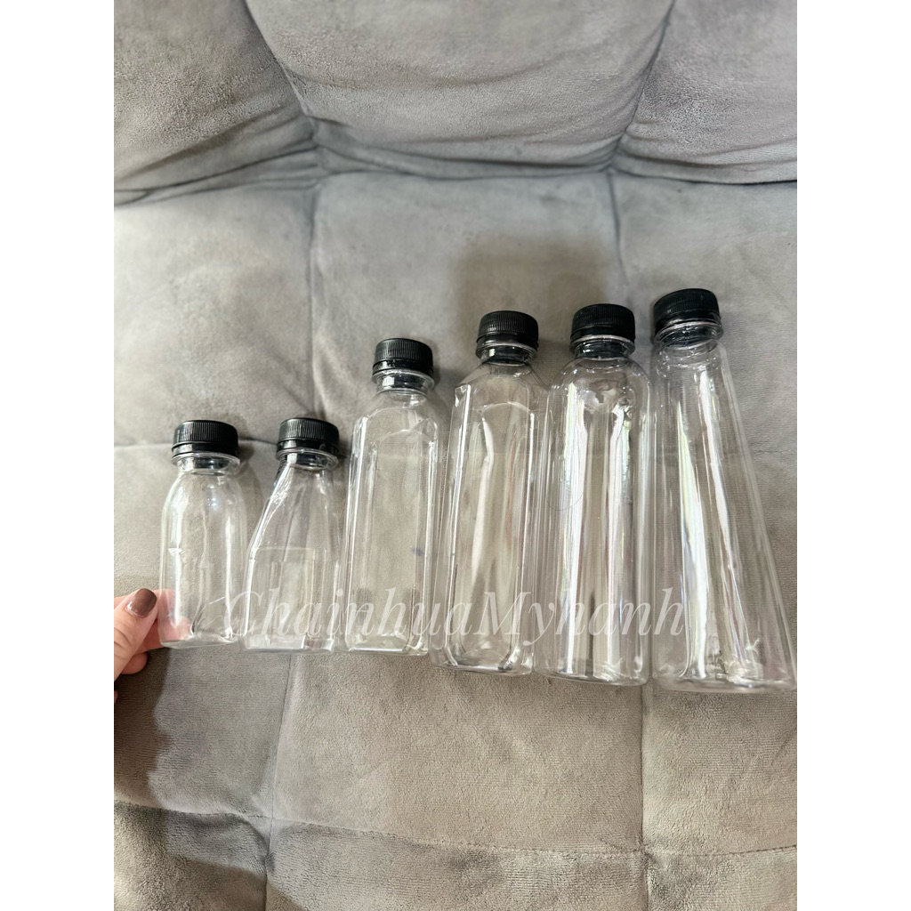 SẴN 100 chai nhựa vuông/ tam giac/tron 330ml KÈM NẮP