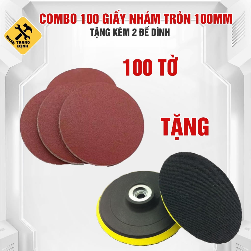 [Tặng Kèm Đế Dính] Combo 100 Giấy Nhám Tròn 100mm - Giao Ngẫu Nhiên Cát