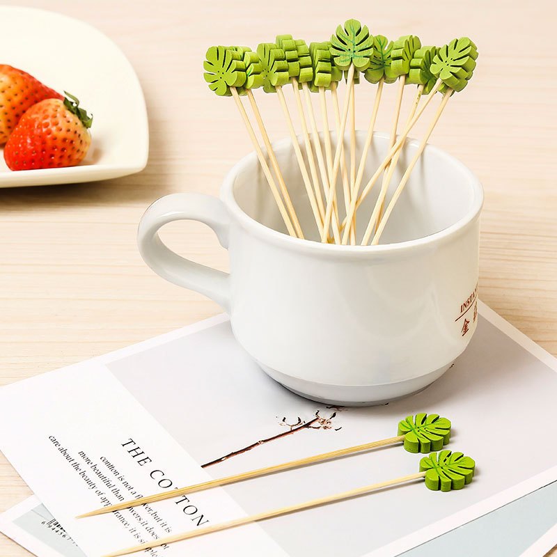 Set 100 que xiên tre decor trang trí - LÁ TRÒN ( DANANGBAKINGTOOL 3500.038)
