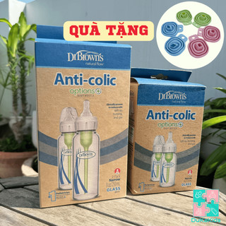 Bình sữa thuỷ tinh Dr Browns Option Plus cổ hẹp dung tích 120ml và 250ml
