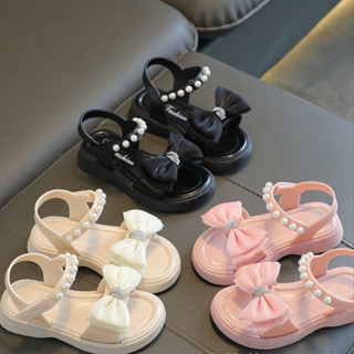  HCM-Giày Sandal Tiểu Thư Bé Gái Phong Cách Hàn Quốc Đi Học Đi Chơi Dép Quai Hậu Xăng Đan Nơ Đính Ngọc B78 