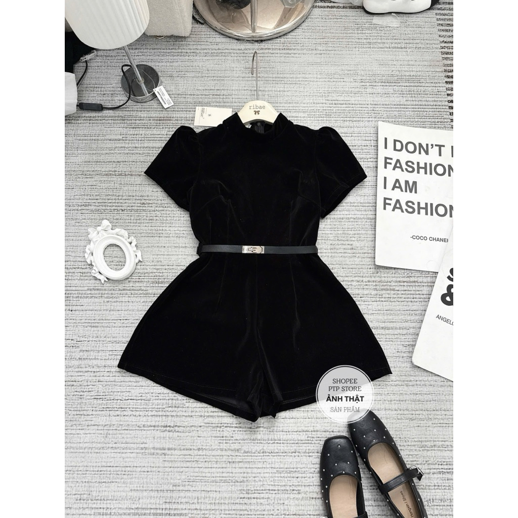 [V1.1056] Jum Nhung Tay Bồng Cổ Tàu Kèm Đai Da Siêu Xinh | BigBuy360 - bigbuy360.vn