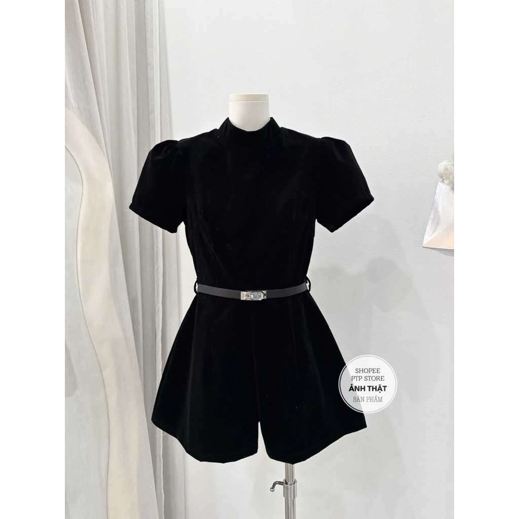 [V1.1056] Jum Nhung Tay Bồng Cổ Tàu Kèm Đai Da Siêu Xinh | BigBuy360 - bigbuy360.vn