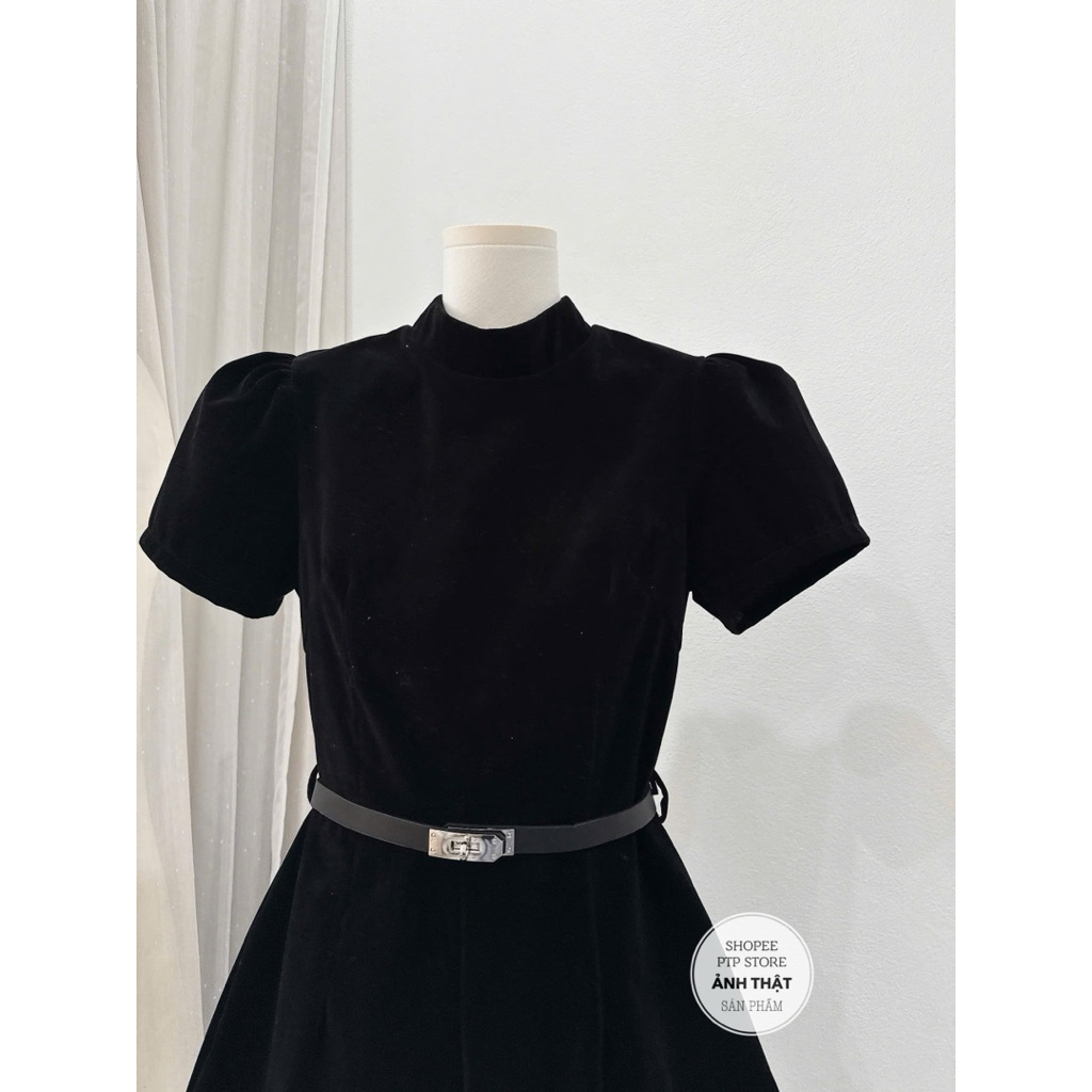 [V1.1056] Jum Nhung Tay Bồng Cổ Tàu Kèm Đai Da Siêu Xinh | BigBuy360 - bigbuy360.vn