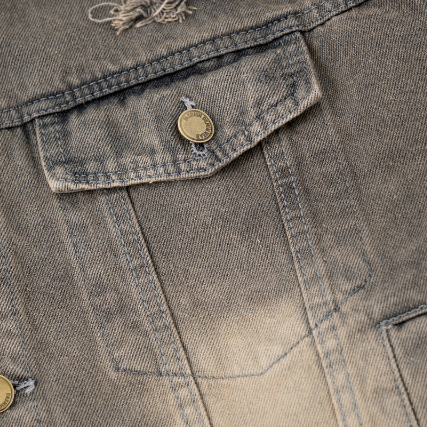 Áo Khoác Denim Jeans Jacket Form Crop Tôn Dáng Cổ Áo Phối Da 2 Color. | BigBuy360 - bigbuy360.vn
