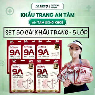  9A MASK -50 Khẩu Trang  An Tâm chính hãng 5 lớp siêu dày dặn chống nắng toàn diện bao trọn khuôn mặt 