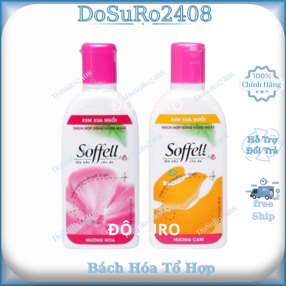 Kem chống muỗi Soffell hương hoa, hương cam giữ cho làn da mềm mại, chai bôi 60ml