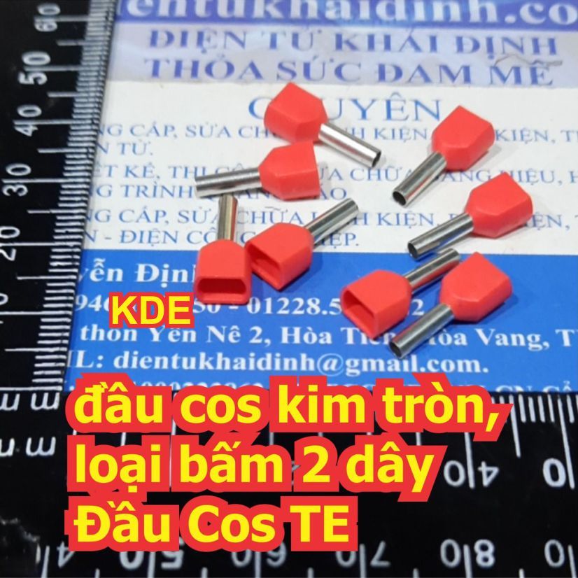 100 cái đầu cos kim tròn, loại bấm 2 dây, TE0508 TE1008 TE1508 TE2508 TE4012 TE6014 màu đen/đỏ kde55