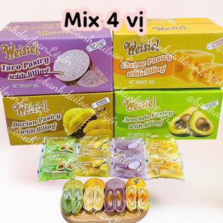 Bánh pía trứng muối chảy Weise Mix vị/khoai môn/bơ/truyền thống/sầu riêng/phomai