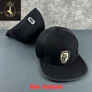   size 54-56cm  size vừa và nhỏ  Mũ snapback bít đuôi đôi ngược viền da- Nón hiphop logo thêu WESTERN 
