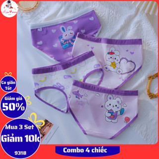  SET 4 Quần lót bé gái từ 12-40kg kiểu dáng chip đùi tam giác chất cotton kháng khuẩn cho trẻ em 