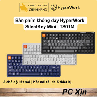 Bàn phím không dây HyperWork SilentKey Mini TS01M ( Bluetooth/2.4GHHz/Dây Type C) Chính Hãng