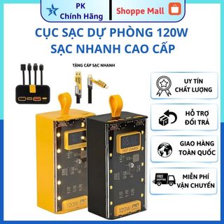 Sạc Dự Phòng 50000mAh Trong Suốt - Sạc Nhanh 120W & PD 20W, Kèm Nhiều Đầu Sạc,Màn Hình LED Hiển Thị