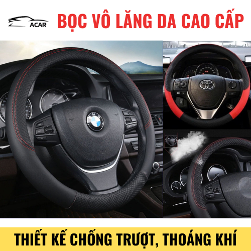 [Kèm Quà Tặng] Bọc Vô Lăng Cao Cấp - Da Mềm Mại Chắc Tay Lái, Thấm Hút Mồ Hôi Tốt - Acar Auto