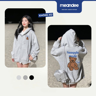 Áo Khoác Hoodie Nam Nữ Meandee Hoodie Zip Nỉ 2 Da, Lót Lông, Bông Dày Form Rộng Màu Đen, Xám Tiêu Local Brand - KNSN1