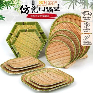   HÀNG DÀY XỊN  Đĩa phíp giả mây tre đan nhựa mẹt tre tròn cao cấp đủ size có chân để hoa quả mẹt bún đậu,... 