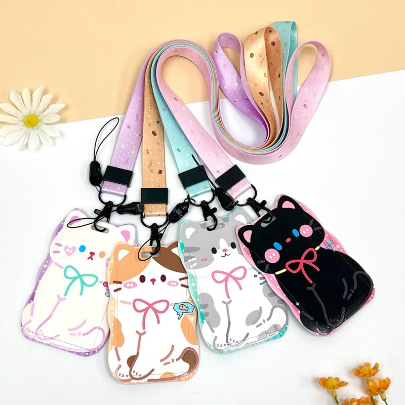 Dây Đeo Thẻ Mèo Cute Pastel – Phụ Kiện Đi Học, Đi Làm Siêu Xinh 🐾