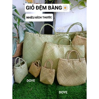 (Nhiều kích)  Giỏ xách đệm bàng ,giỏ lát thủ công,  túi cói dễ thương , đi chợ, du lịch , bảo vệ môi trường