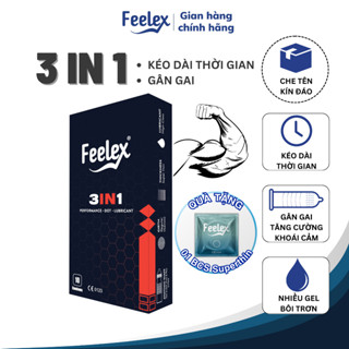 Bao cao su Feelex gân gai, nhiều gel, nhiều mùi hương - Hộp 10 bcs