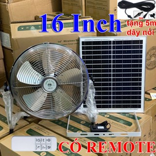  Quạt Tích Điện Sạc Năng Lượng Mặt Trời 16 INCH Động Cơ Không Chổi Than Solar Fan Dạng Nằm Chân Quỳ 