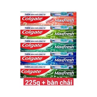  Kem đánh răng Colgate Maxfresh bạc hà the mát  Than Tre  Trà Xanh 225g tặng bàn chải 