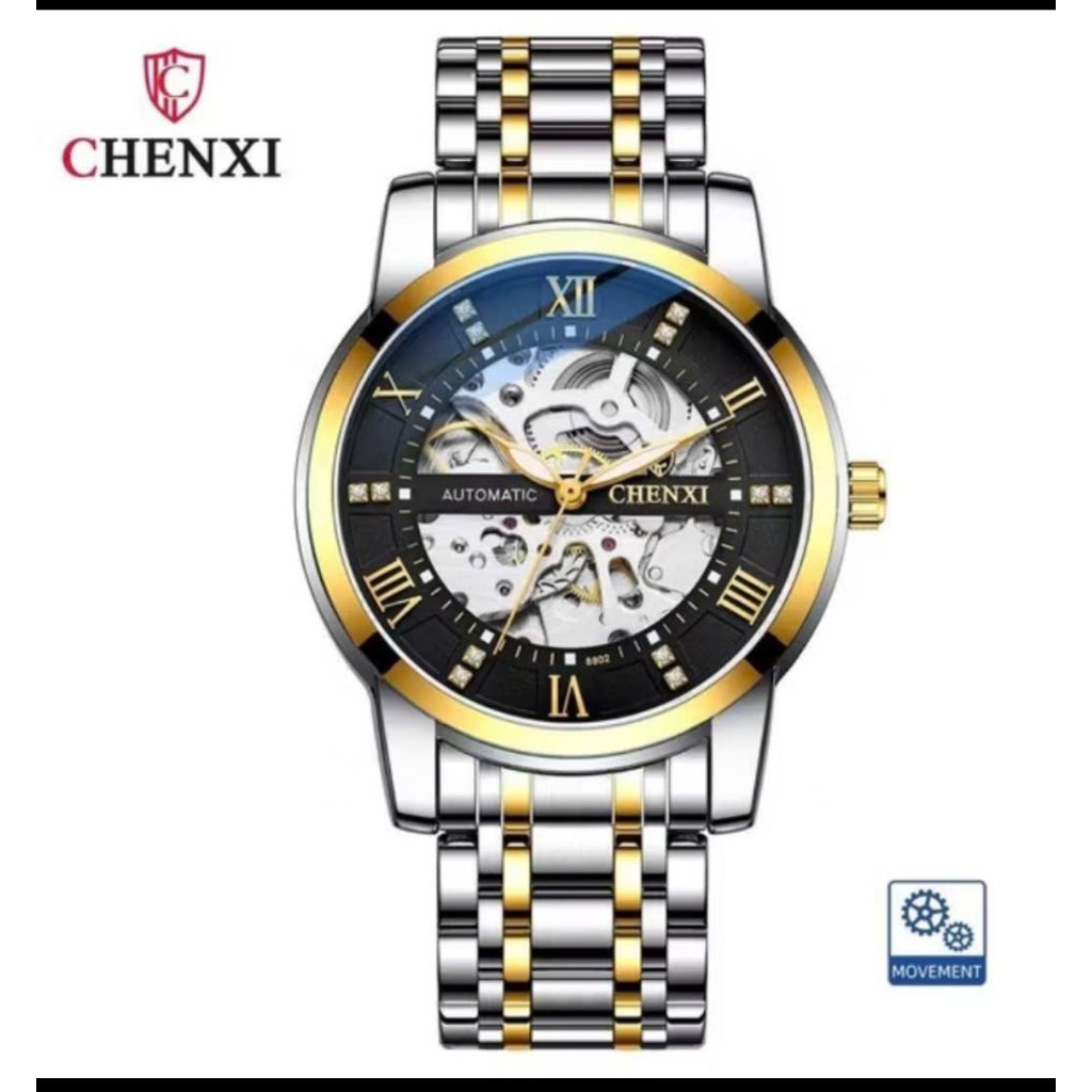 Đồng hồ Nam CHENXI cơ lộ máy ( CX - 8802 bản dây kim loại)