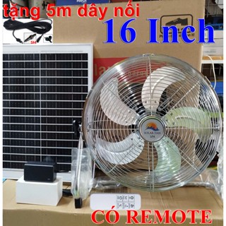  Quạt tích điện năng lượng mặt trời 16 inch không chổi than cánh kim loại Solar Fan dạng nằm chân quỳ 