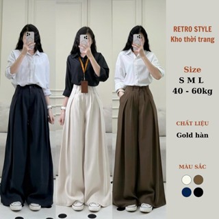 Quần tây công sở ống suông ly to Retrostyle chất GOLD ống rộng dài chùm phủ chân mềm mát chuẩn form đi làm đi học