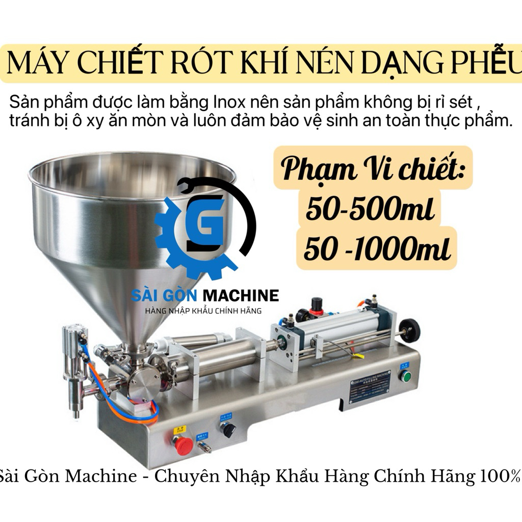 Máy Chiết Rót 1 Vòi Dạng Phễu 100-1000ml,  Máy chiết Dung dich Lỏng - Sệt