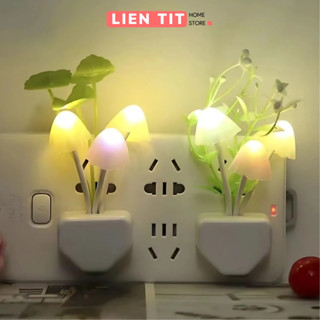  Đèn Ngủ Cảm Ứng Ánh Sáng Tiết Kiệm Điện Bóng Ngủ Cảm Biến Ánh Sáng Hình Cây Nấm Tự Động Bật Tắt Có Thể Đổi Màu 