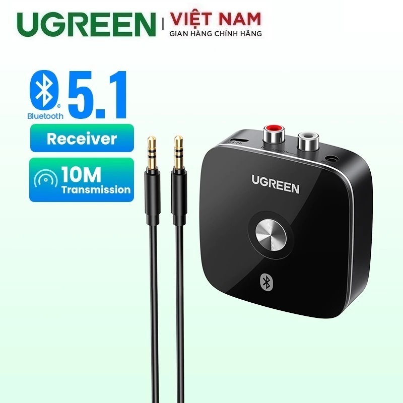 Bộ thu Bluetooth 5.1 cho Loa, Amly hỗ trợ cổng 3.5mm + RCA chính hãng Ugreen 40759 CM106 cao cấp